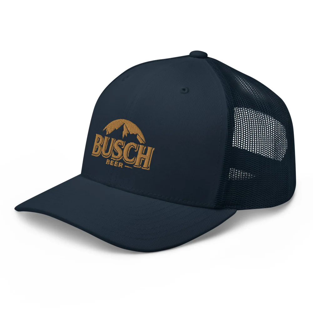 Busch Navy and Khaki Embroidered Trucker Cap - Image 5