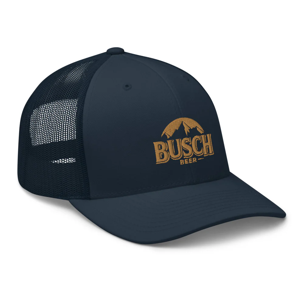 Busch Navy and Khaki Embroidered Trucker Cap - Image 7